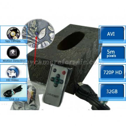 High Quality Motion Detection Tissue Box Covert Spy Camera AV OUT 32GB 1280X720 LCD Display