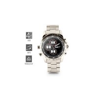 Spy Watch Cameras - Waterproof Stainless Cover Spy Watch with MP3 Player (4GB)
